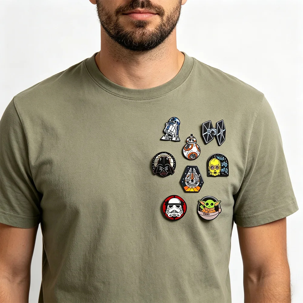 8pcs Star Wars Brooch Set Enameled R2-D2 BB-8 TIE Fighter Darth Vader Stormtrooper Fashion Metal Badges for Backpack