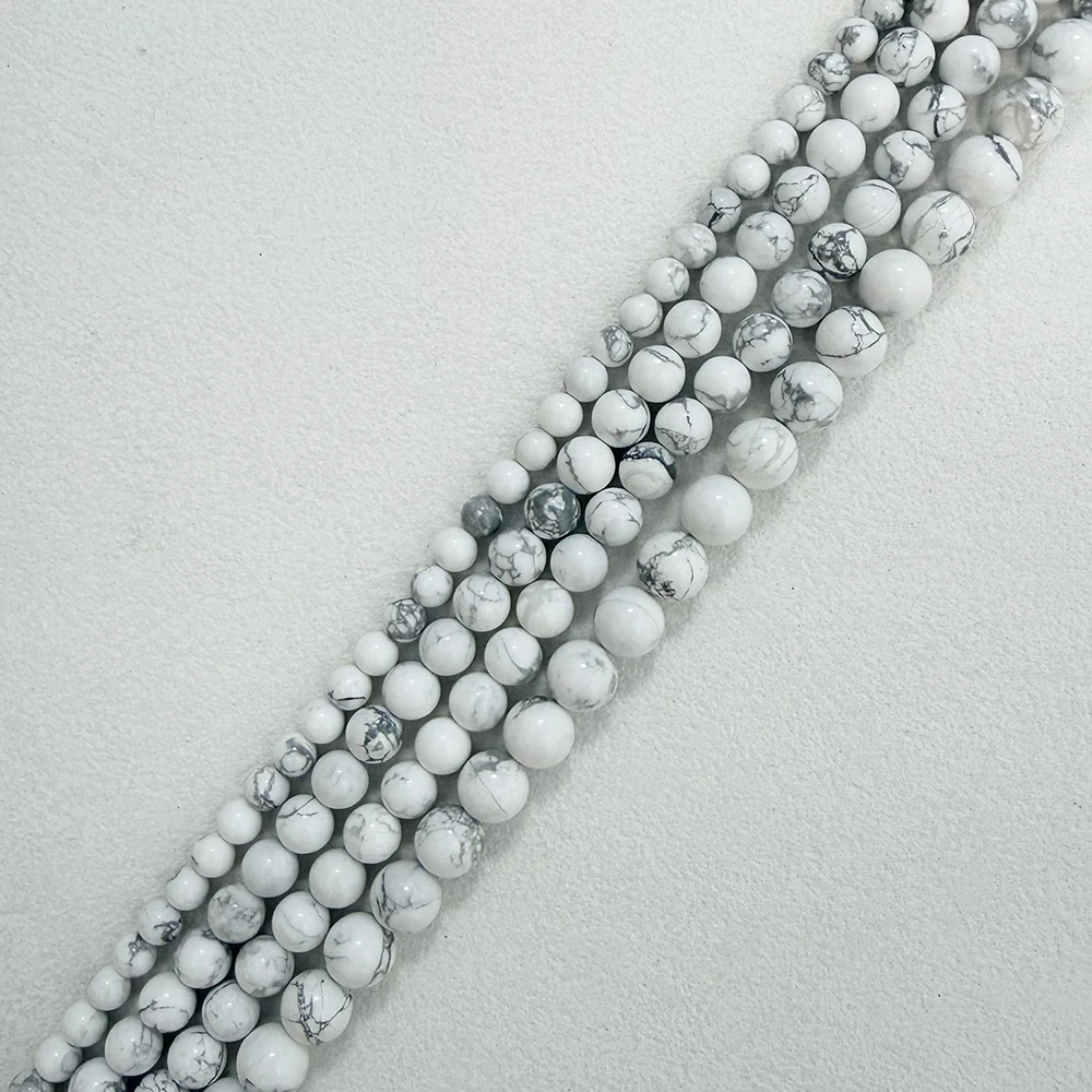 Natural Stone White Howlite Turquoise Round Loose Beads 15" Strand 3 4 6 8 10 12 MM Pick Size For Jewelry