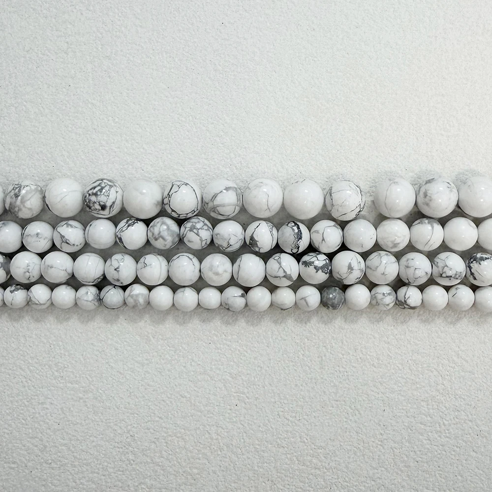 Natural Stone White Howlite Turquoise Round Loose Beads 15" Strand 3 4 6 8 10 12 MM Pick Size For Jewelry