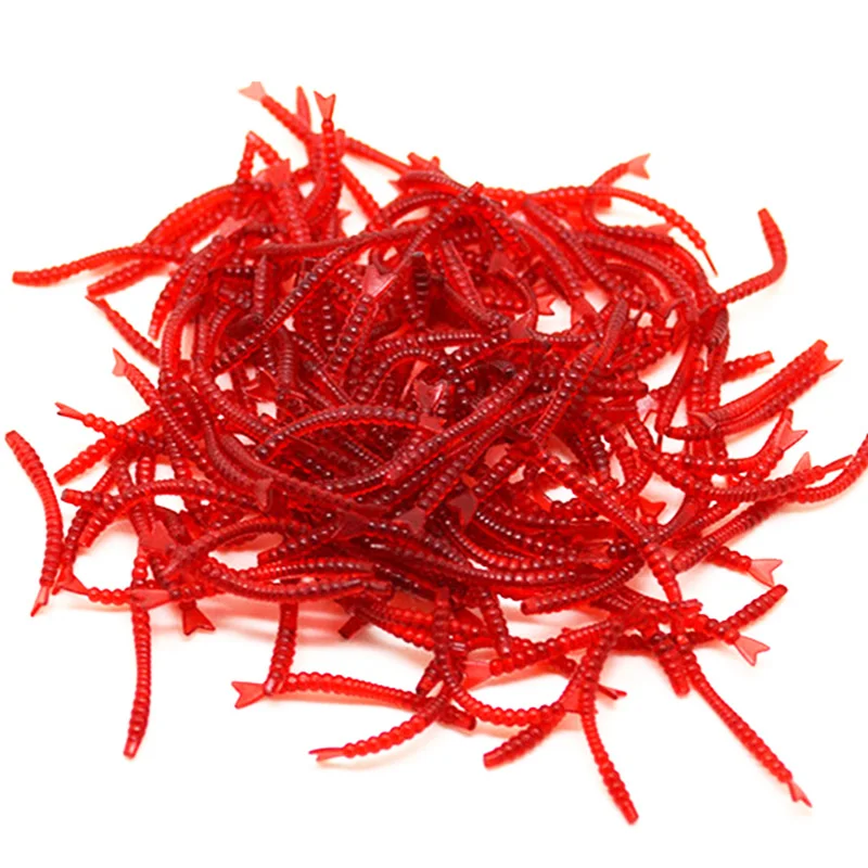 200pcs/Lot Fishy Smell Red Worm Soft Silicone Bait Shrimp Flavor Additives Fishing Lures Artificial Lure Carp Bass Isca Tackle