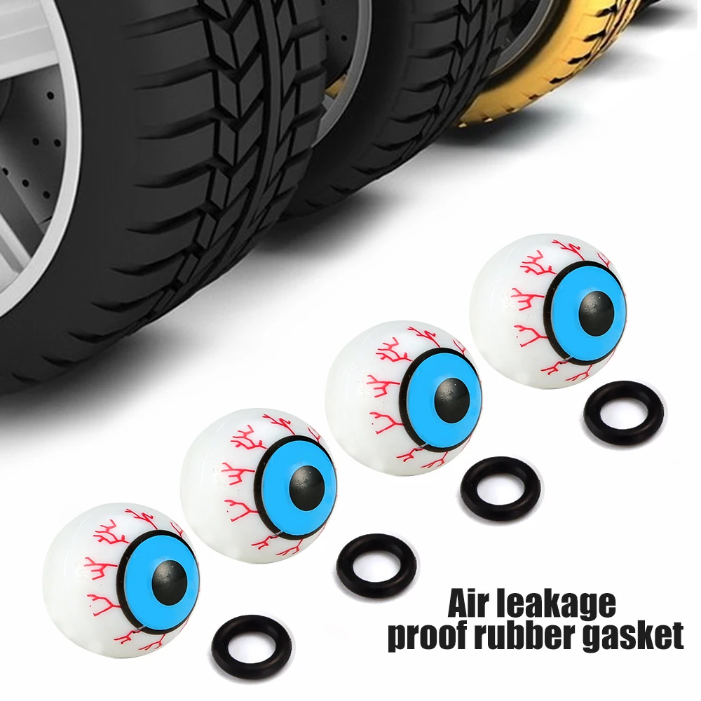 DSYCAR 4Pcs/Lot Eye Ball Wheel Valve Stem Caps Road Bicycle Valve Cap Motor Bike Car Valve Mouth Cover Tyre Air Valve Dust Caps
