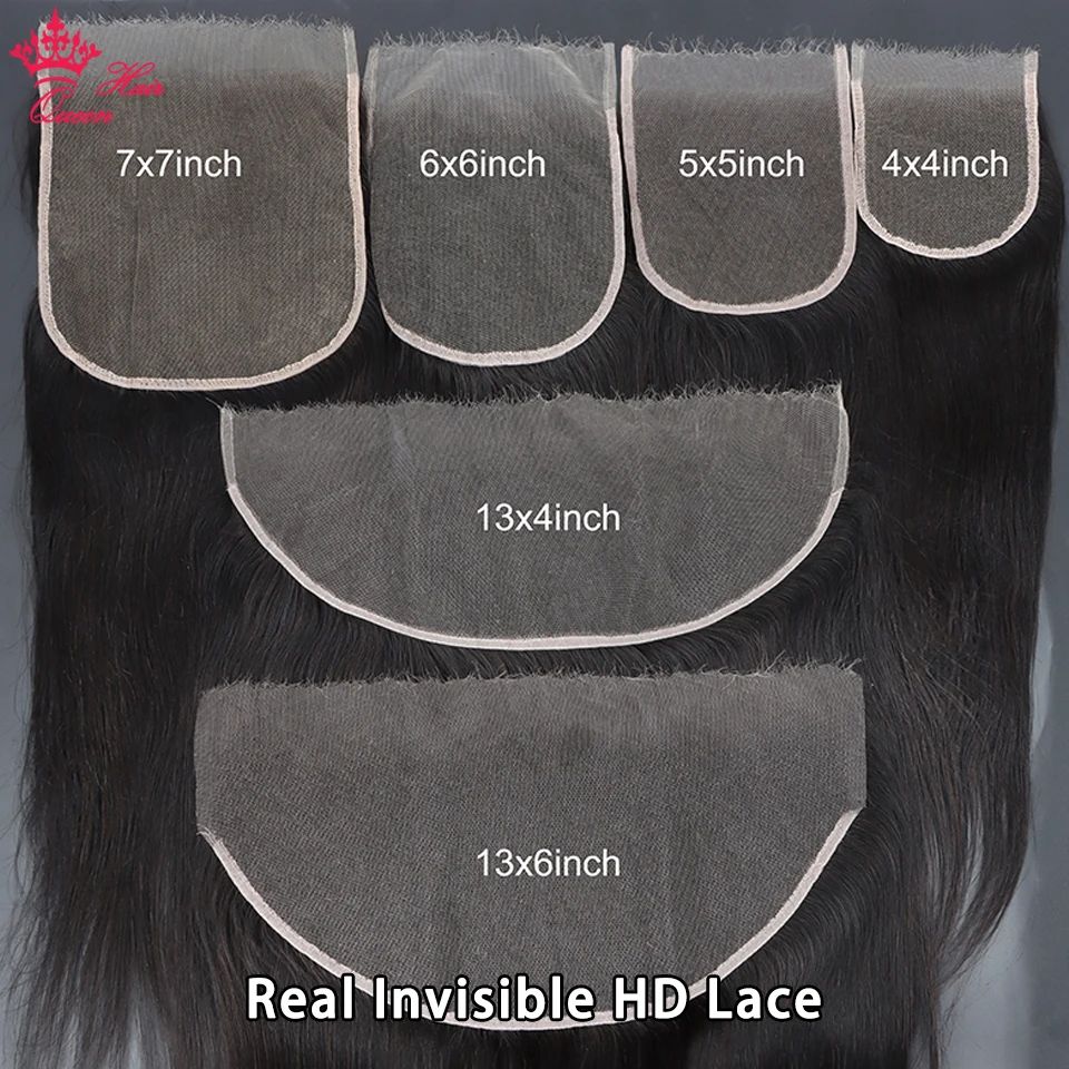 Queen Hair Real HD Frontal/Closure Only Invisible Melt Skin Lace 13x6 13x4 4x4 4x6 5x5 6x6 7x7 Raw Human Hair Body Wave/Straight