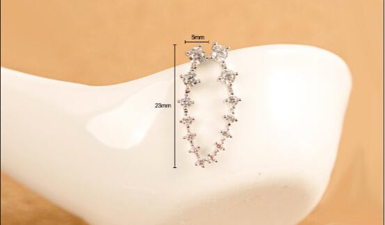 Latest Fashion Super Cute Korean Designer Flash Five Square Zircon Earrings, Seven Rhinestone Star Ear Clip Jewelry