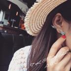 Latest Fashion Super Cute Korean Designer Flash Five Square Zircon Earrings, Seven Rhinestone Star Ear Clip Jewelry