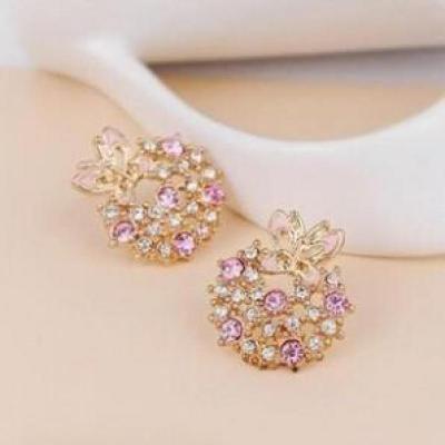 Latest Fashion Super Cute Korean Designer Flash Five Square Zircon Earrings, Seven Rhinestone Star Ear Clip Jewelry