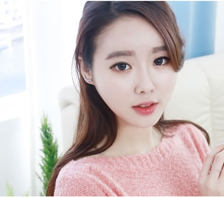 Latest Fashion Super Cute Korean Designer Flash Five Square Zircon Earrings, Seven Rhinestone Star Ear Clip Jewelry