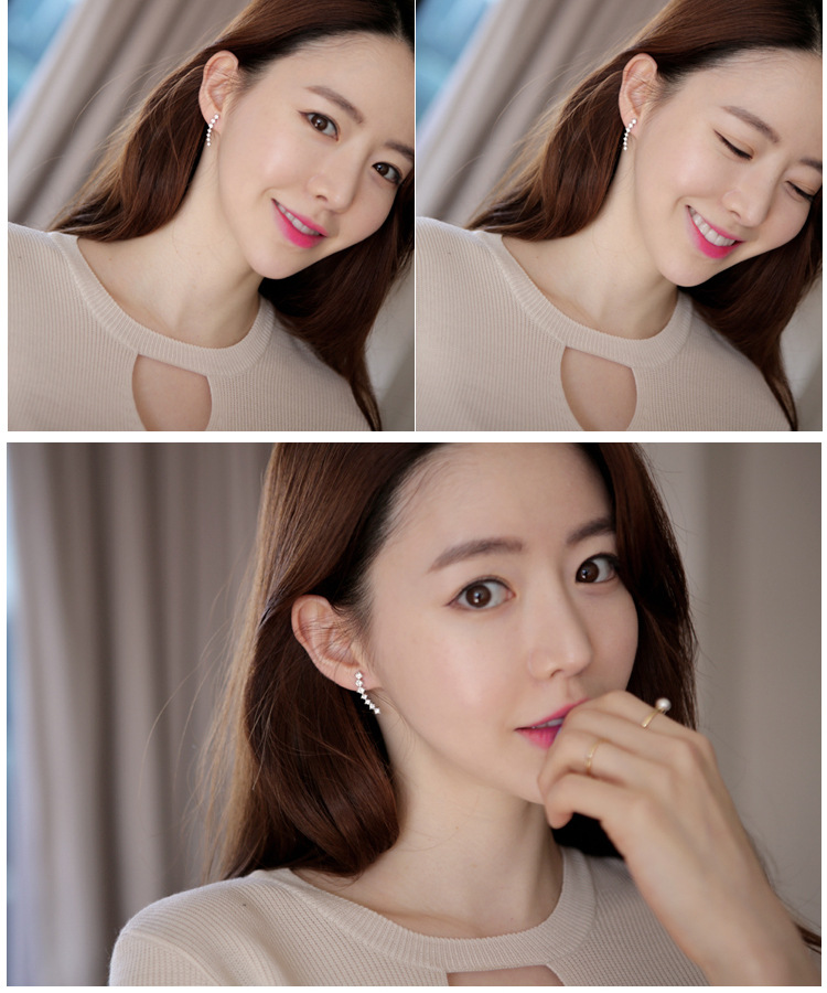 Latest Fashion Super Cute Korean Designer Flash Five Square Zircon Earrings, Seven Rhinestone Star Ear Clip Jewelry