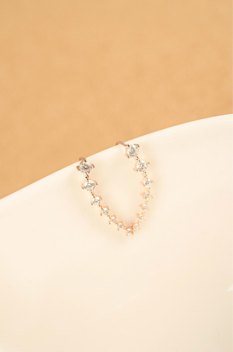 Latest Fashion Super Cute Korean Designer Flash Five Square Zircon Earrings, Seven Rhinestone Star Ear Clip Jewelry