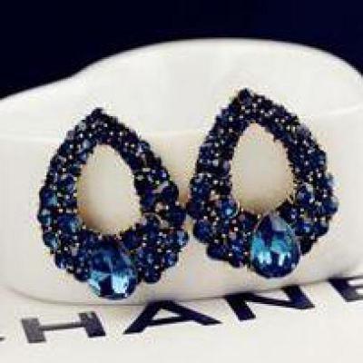 Latest Fashion Super Cute Korean Designer Flash Five Square Zircon Earrings, Seven Rhinestone Star Ear Clip Jewelry