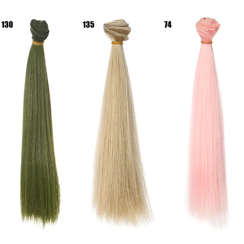 1pcs Hair Refires Bjd Hair 25cm*100CM Black Pink Brown Khaki White Grey Color Long Straight Wig Hair for 1/3 1/4 BJD Diy