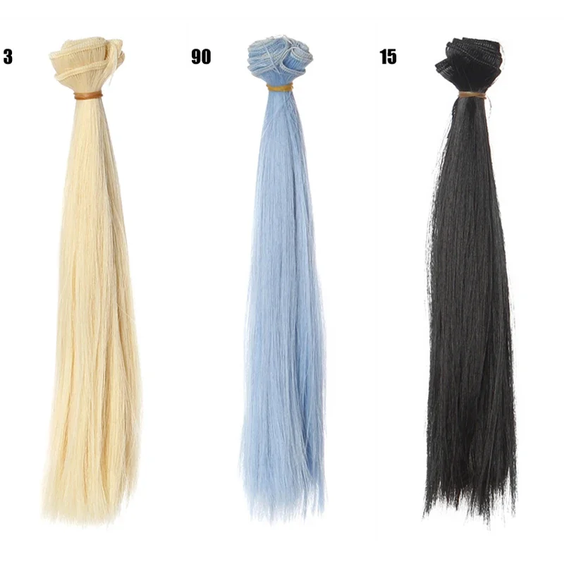 1pcs Hair Refires Bjd Hair 25cm*100CM Black Pink Brown Khaki White Grey Color Long Straight Wig Hair for 1/3 1/4 BJD Diy