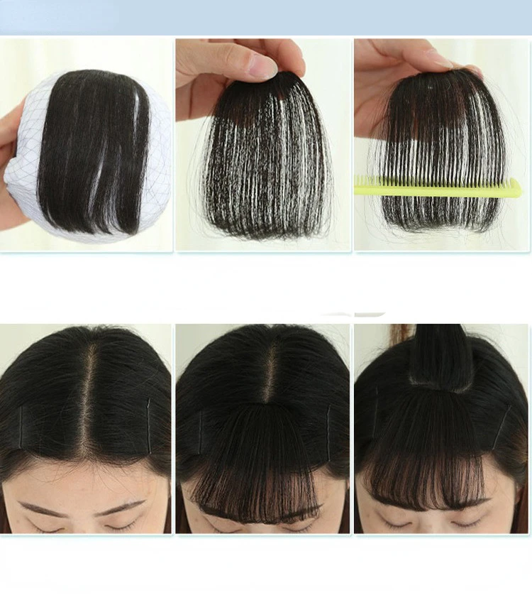 Synthetic Air Bangs Hair Clip-In Extension Heat Resistant Invisible Hairpiece Women Natural Black Bangs Hair Clip Hair Extension