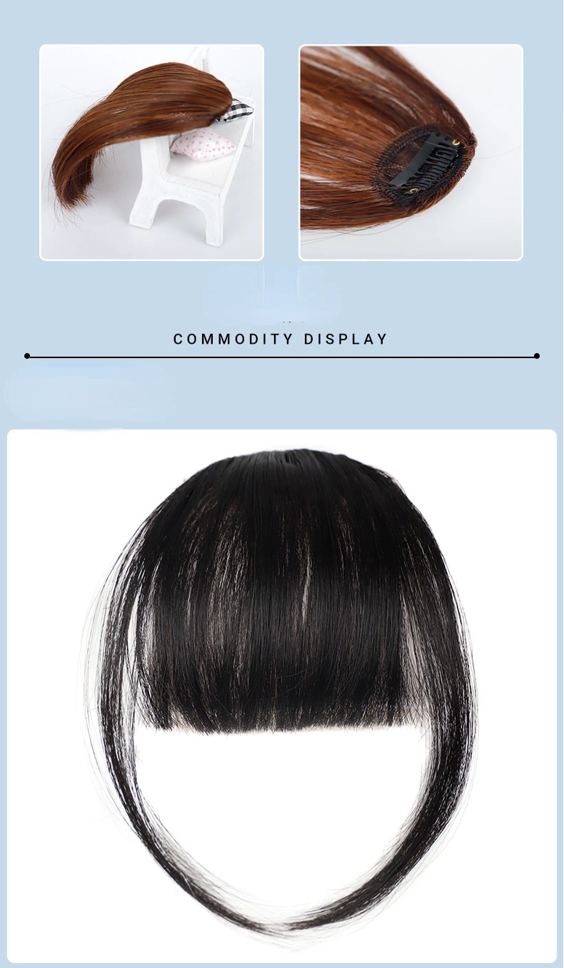 Synthetic Air Bangs Hair Clip-In Extension Heat Resistant Invisible Hairpiece Women Natural Black Bangs Hair Clip Hair Extension