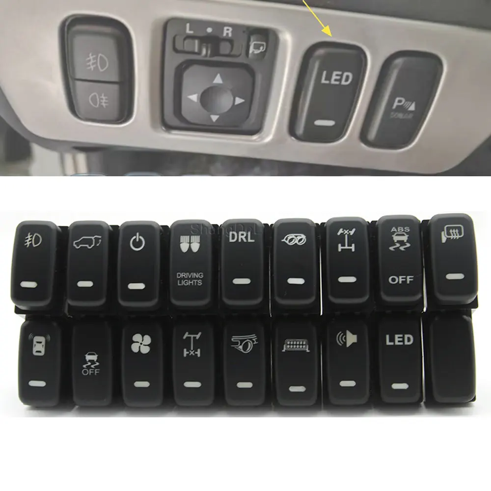 1Pc For Mitsubishi Pajero V73 V93 Lancer Outlander ASX L200 RED LED key switch fog light daytime running DRL Power Switch Button