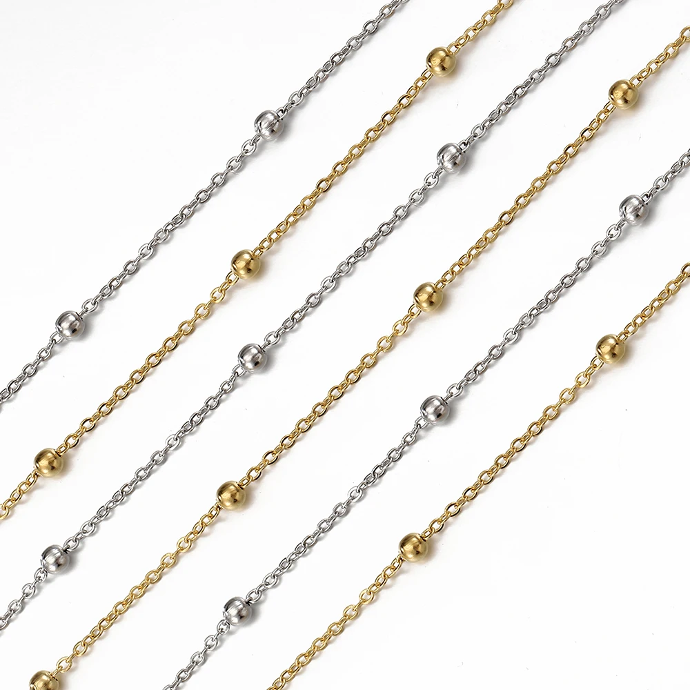No Fade 2Meters 1Meter Stainless Steel Beads Chains for Jewelry Making DIY Necklace Bracelet Accessories Handmade Ball Chain