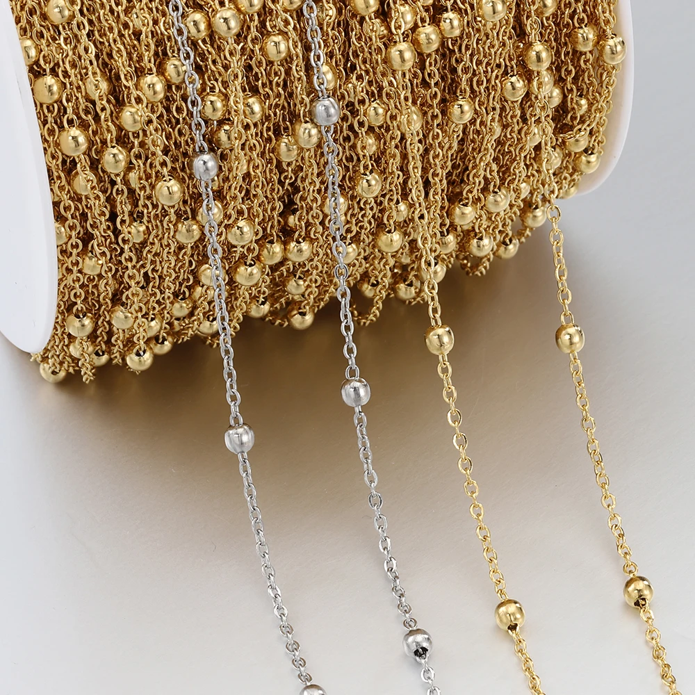 No Fade 2Meters 1Meter Stainless Steel Beads Chains for Jewelry Making DIY Necklace Bracelet Accessories Handmade Ball Chain