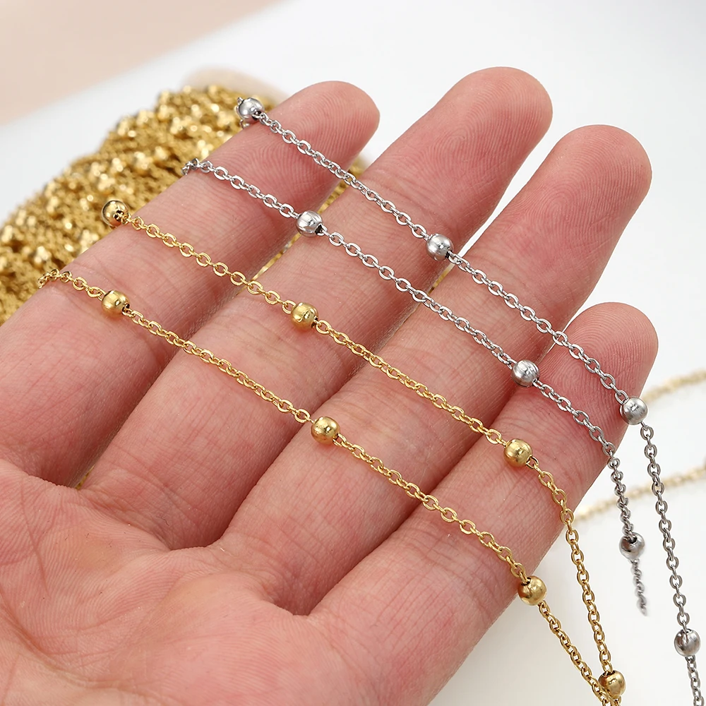No Fade 2Meters 1Meter Stainless Steel Beads Chains for Jewelry Making DIY Necklace Bracelet Accessories Handmade Ball Chain