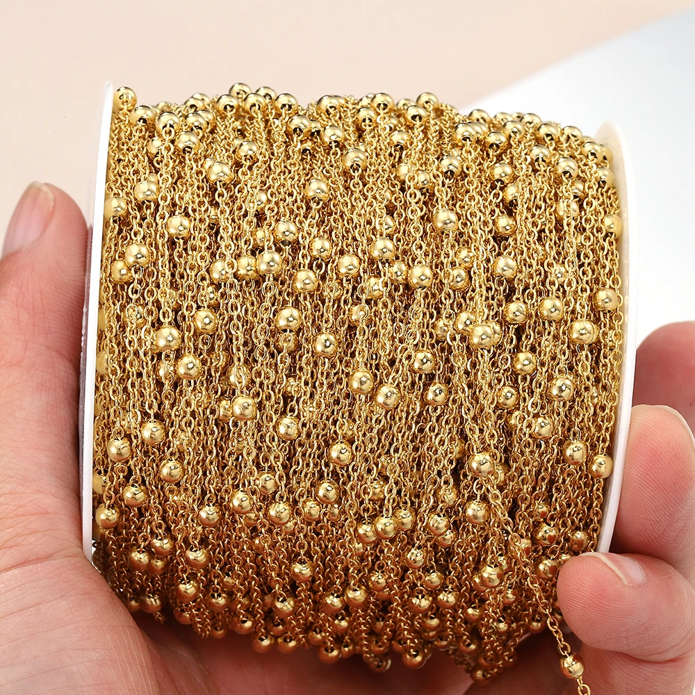 No Fade 2Meters 1Meter Stainless Steel Beads Chains for Jewelry Making DIY Necklace Bracelet Accessories Handmade Ball Chain