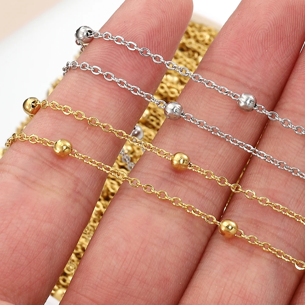 No Fade 2Meters 1Meter Stainless Steel Beads Chains for Jewelry Making DIY Necklace Bracelet Accessories Handmade Ball Chain