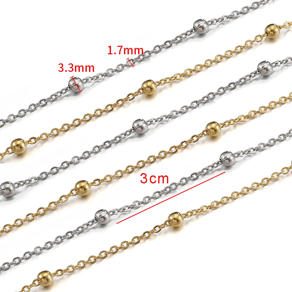No Fade 2Meters 1Meter Stainless Steel Beads Chains for Jewelry Making DIY Necklace Bracelet Accessories Handmade Ball Chain