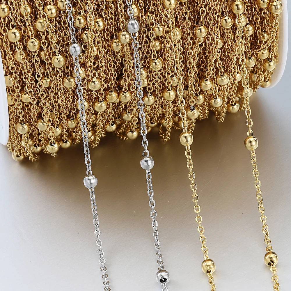 No Fade 2Meters 1Meter Stainless Steel Beads Chains for Jewelry Making DIY Necklace Bracelet Accessories Handmade Ball Chain