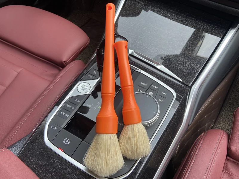Lucullan Super Dense Natural Boar's Hair Premium Cleaning Brushes For Small Spaces,Engine Bays,Exterior Detailing