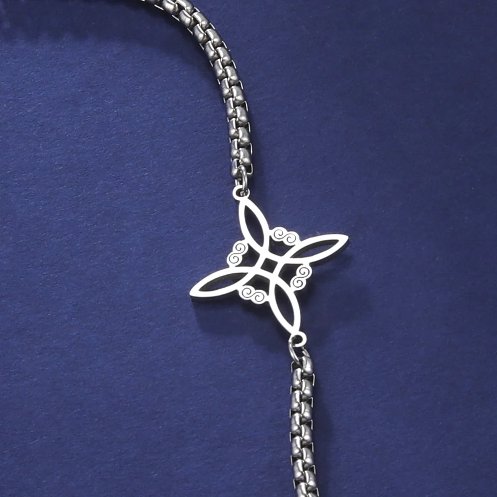 Dawapara Witch Knot Charm Bracelet for Women Celtics Knot Protection Amulet Bead Chain Stainless Steel Witchcraft Wiccan Jewelry
