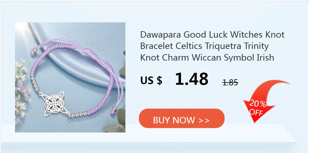 Dawapara Witch Knot Charm Bracelet for Women Celtics Knot Protection Amulet Bead Chain Stainless Steel Witchcraft Wiccan Jewelry