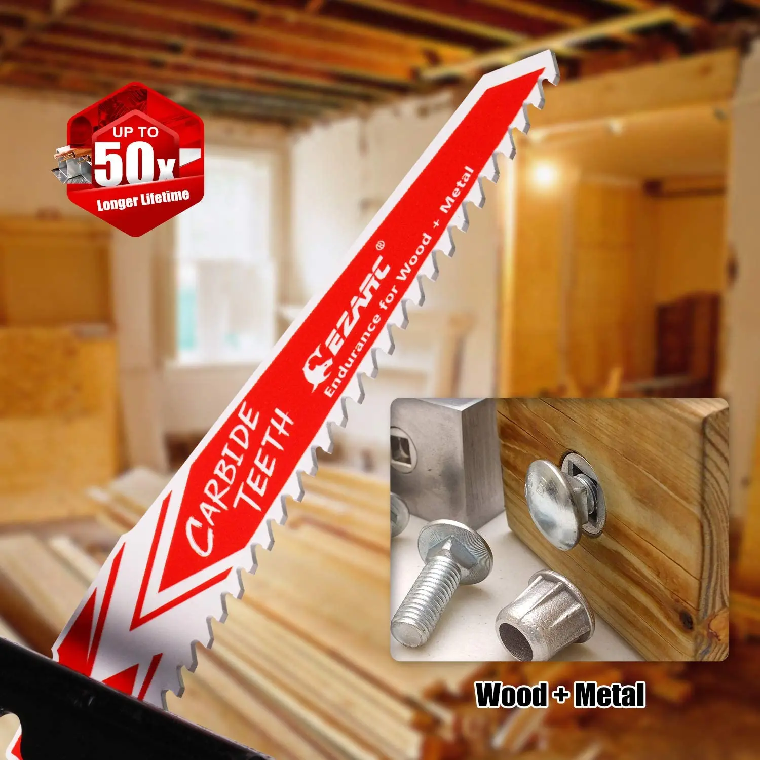 EZARC 3PCS Carbide Reciprocating Saw Blade Endurance for Hard Wood and Metal Demolition R656HM&R956HM 150mm(6'') 225mm(9'') 6TPI