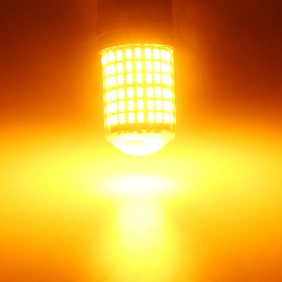 2X Amber T25 3157 LED Canbus 3014 144SMD Error Free Car Brake Light NO Hyper