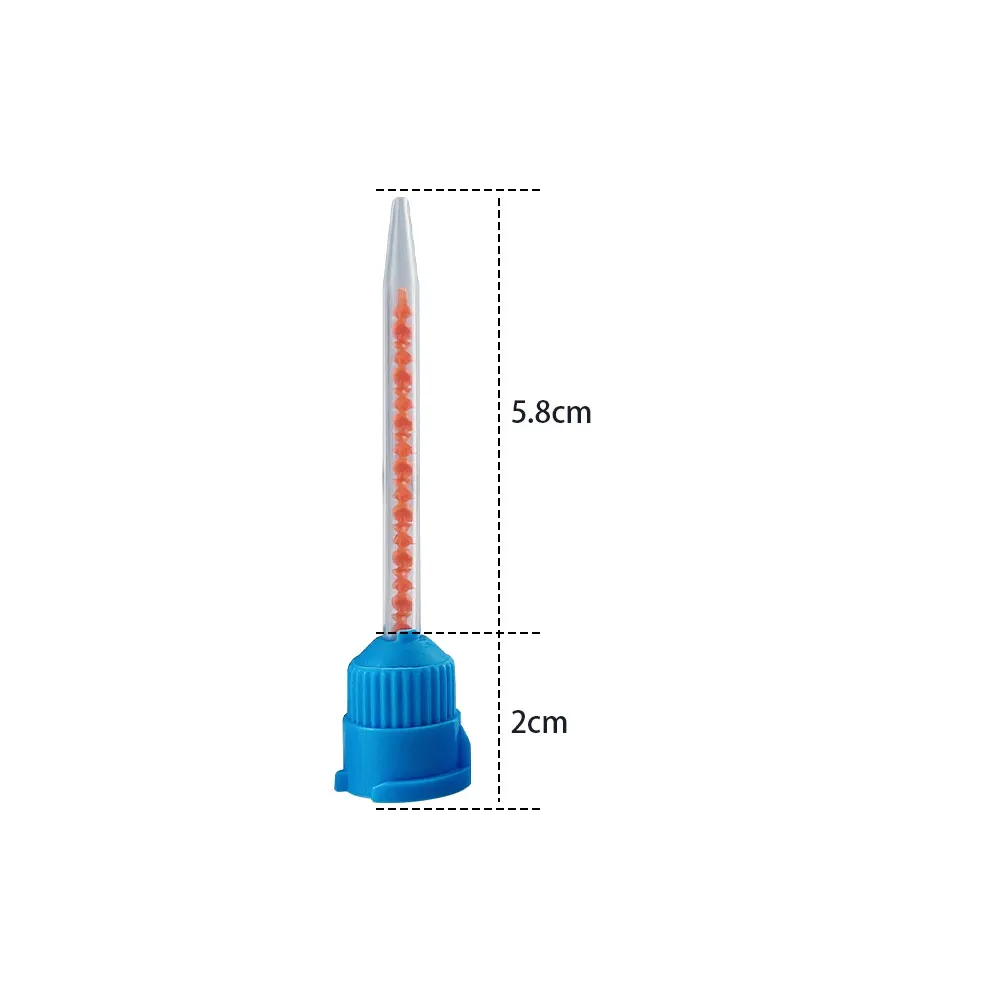 50pcs Blue Dental Mixing Tips 10:1 Disposable Dental Tips For Impression Material Silicone Rubber Lab Conveying Mixing Head Tube