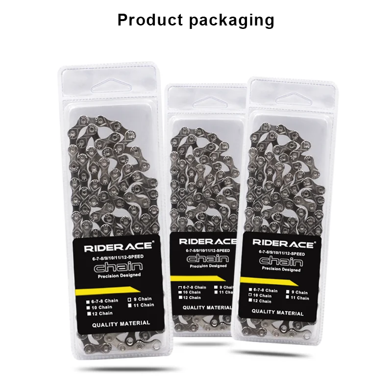 RIDERACE Bicycle Chain 116L 8 9 10 11 12 Speed Silver Ultralight Mountain Road Bike Chain For 24/27/30 Variable Speed Chain