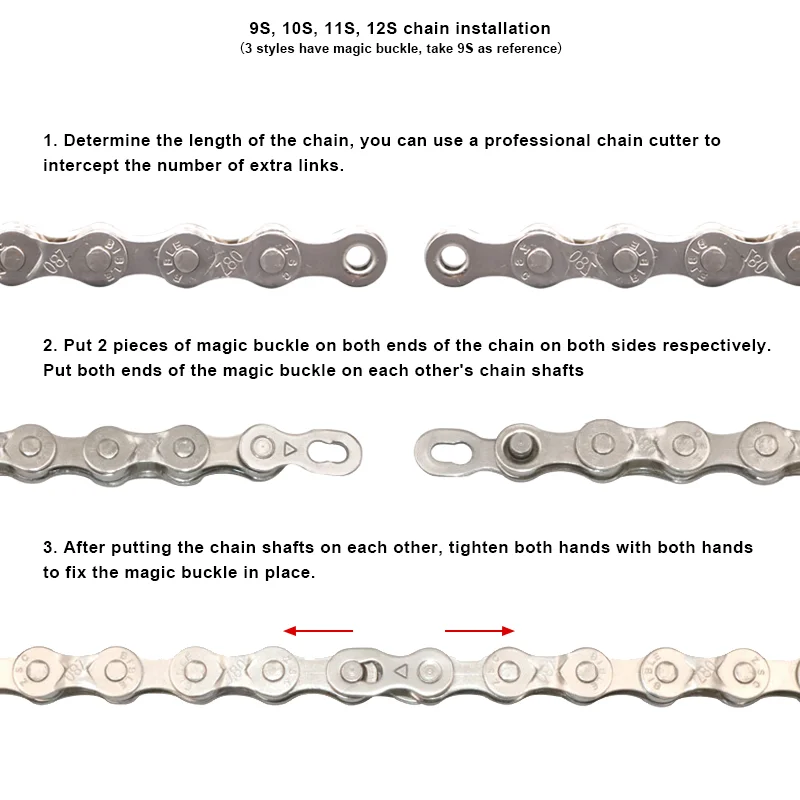 RIDERACE Bicycle Chain 116L 8 9 10 11 12 Speed Silver Ultralight Mountain Road Bike Chain For 24/27/30 Variable Speed Chain