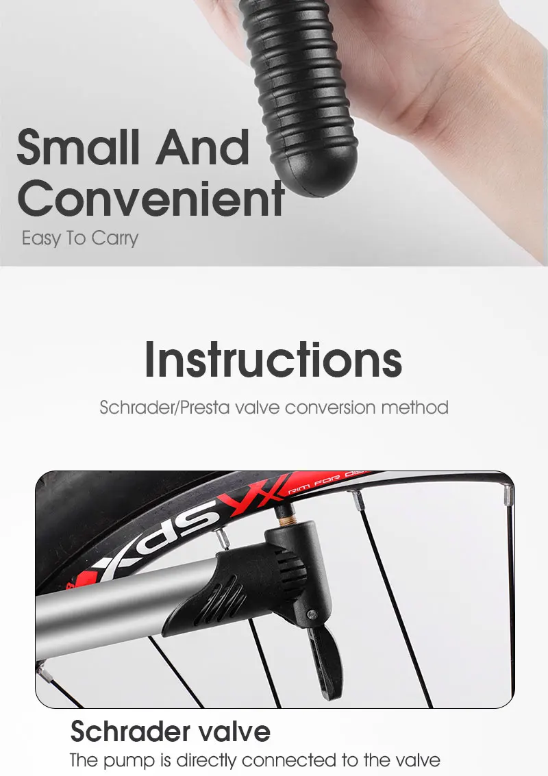 WEST BIKING Portable Mini Bicycle Pump Cycling Hand Air Pump Ball Tire Inflator Schrader Presta Valve MTB Road Bike Accessories