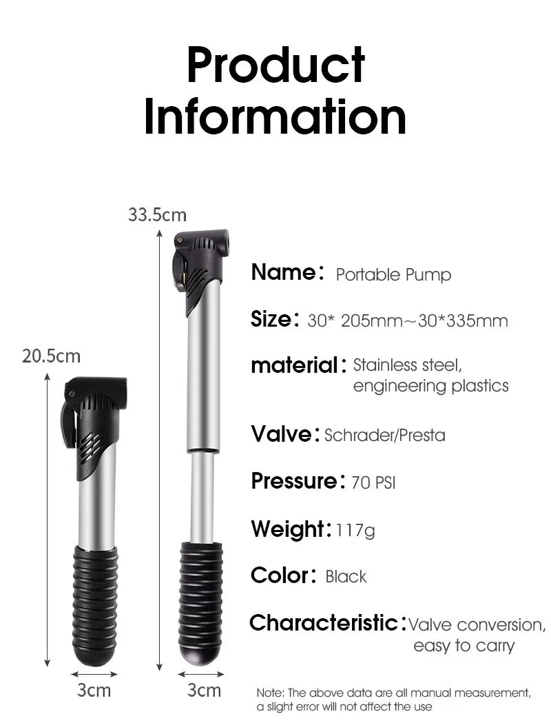 WEST BIKING Portable Mini Bicycle Pump Cycling Hand Air Pump Ball Tire Inflator Schrader Presta Valve MTB Road Bike Accessories