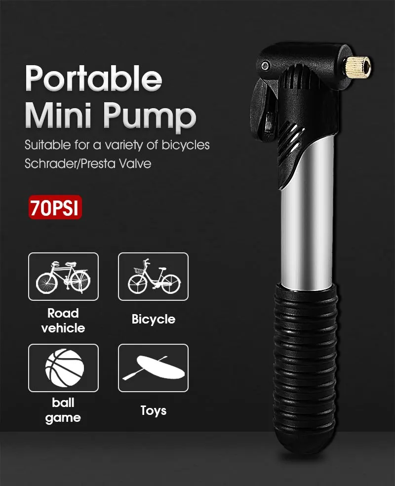 WEST BIKING Portable Mini Bicycle Pump Cycling Hand Air Pump Ball Tire Inflator Schrader Presta Valve MTB Road Bike Accessories