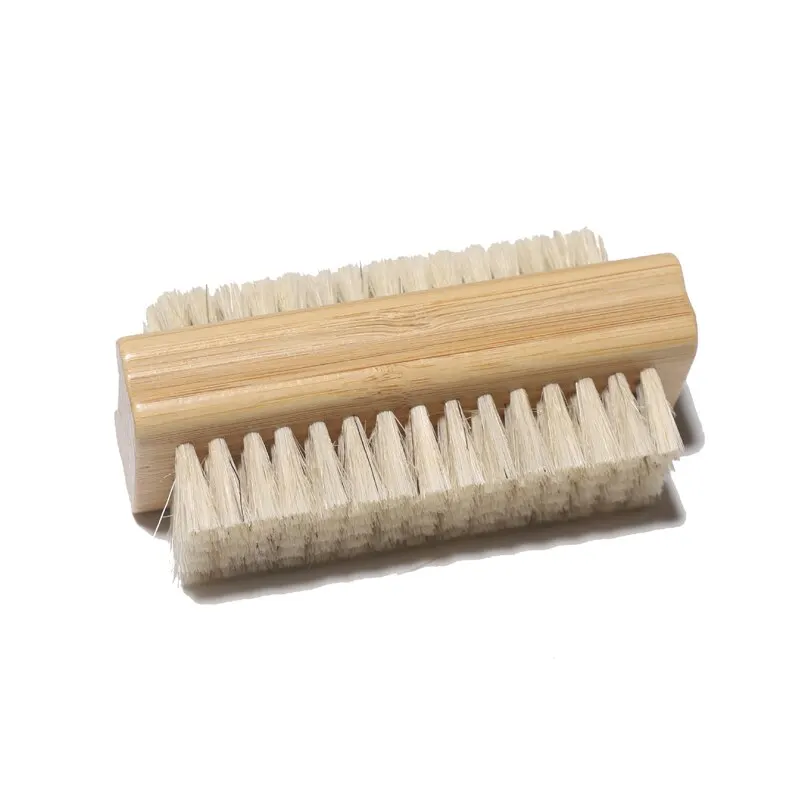 Double-sided Nail Brush Manicure Pedicure Wood Handle Soft Remove Dust Nail Cleaning Brush For Nail Care Scrubbing Tools