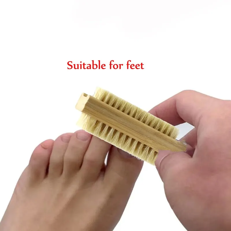 Double-sided Nail Brush Manicure Pedicure Wood Handle Soft Remove Dust Nail Cleaning Brush For Nail Care Scrubbing Tools