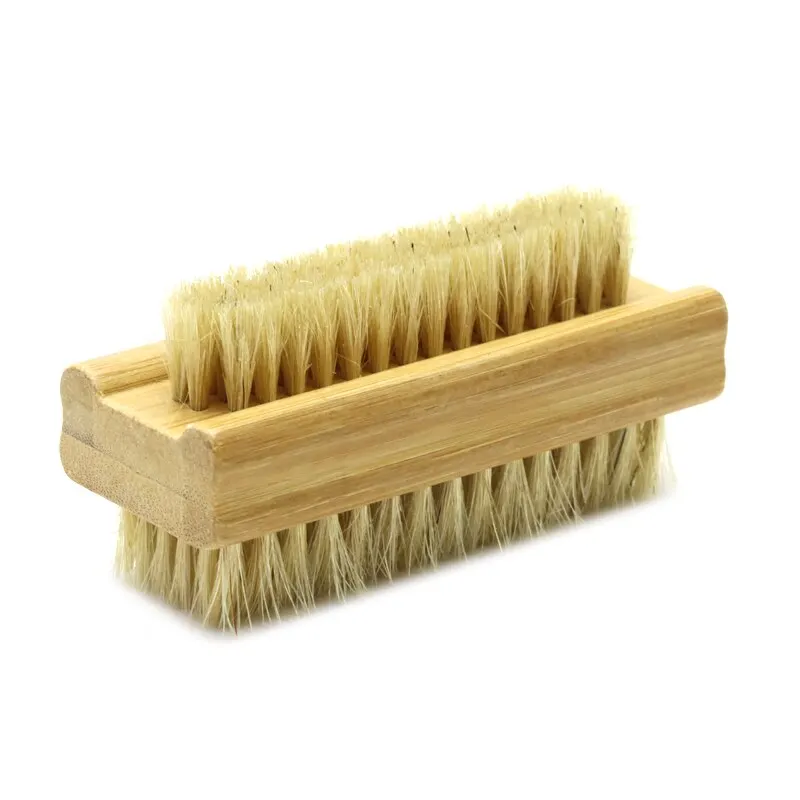 Double-sided Nail Brush Manicure Pedicure Wood Handle Soft Remove Dust Nail Cleaning Brush For Nail Care Scrubbing Tools