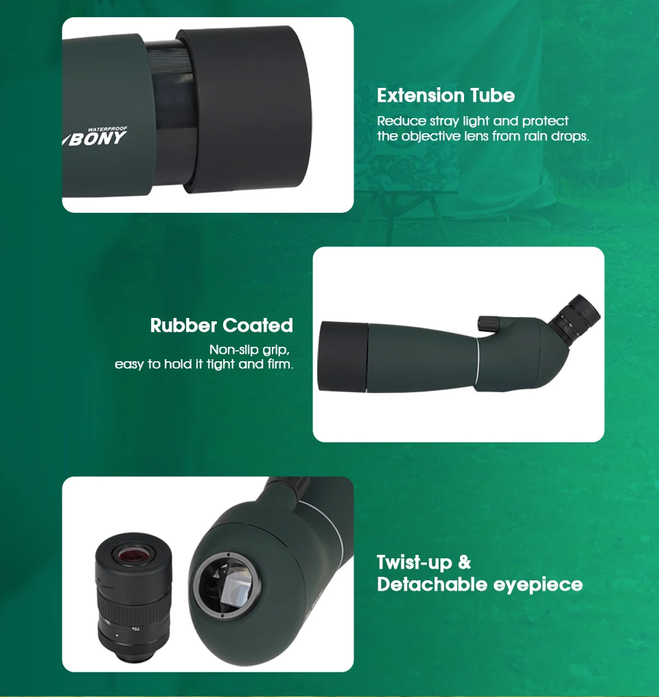 Svbony SV28plus 50/60/70mm Spotting Scope Powerful Zoom Telescope Long Range PORRO Prism Suit Archery Target Shooting Camping
