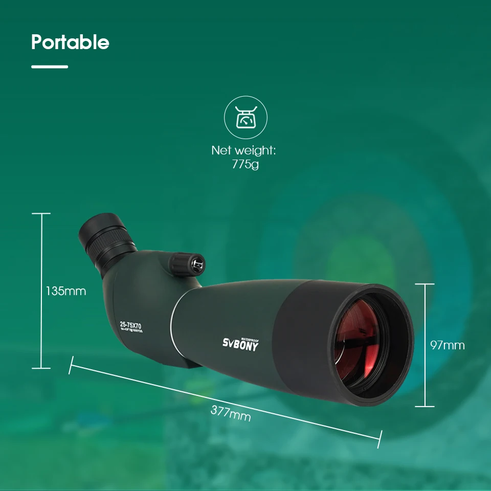 Svbony SV28plus 50/60/70mm Spotting Scope Powerful Zoom Telescope Long Range PORRO Prism Suit Archery Target Shooting Camping