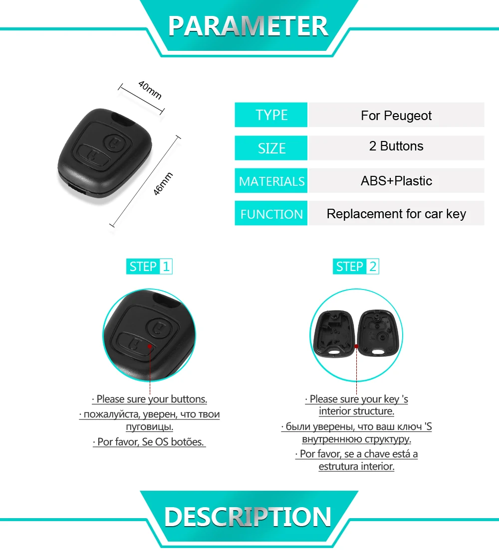KEYYOU Remote Key Car Key Shell Fob Case Replacement Shell Cover For Citroen C1 C4 For Peugeot 107 207 307 407 206 306 406