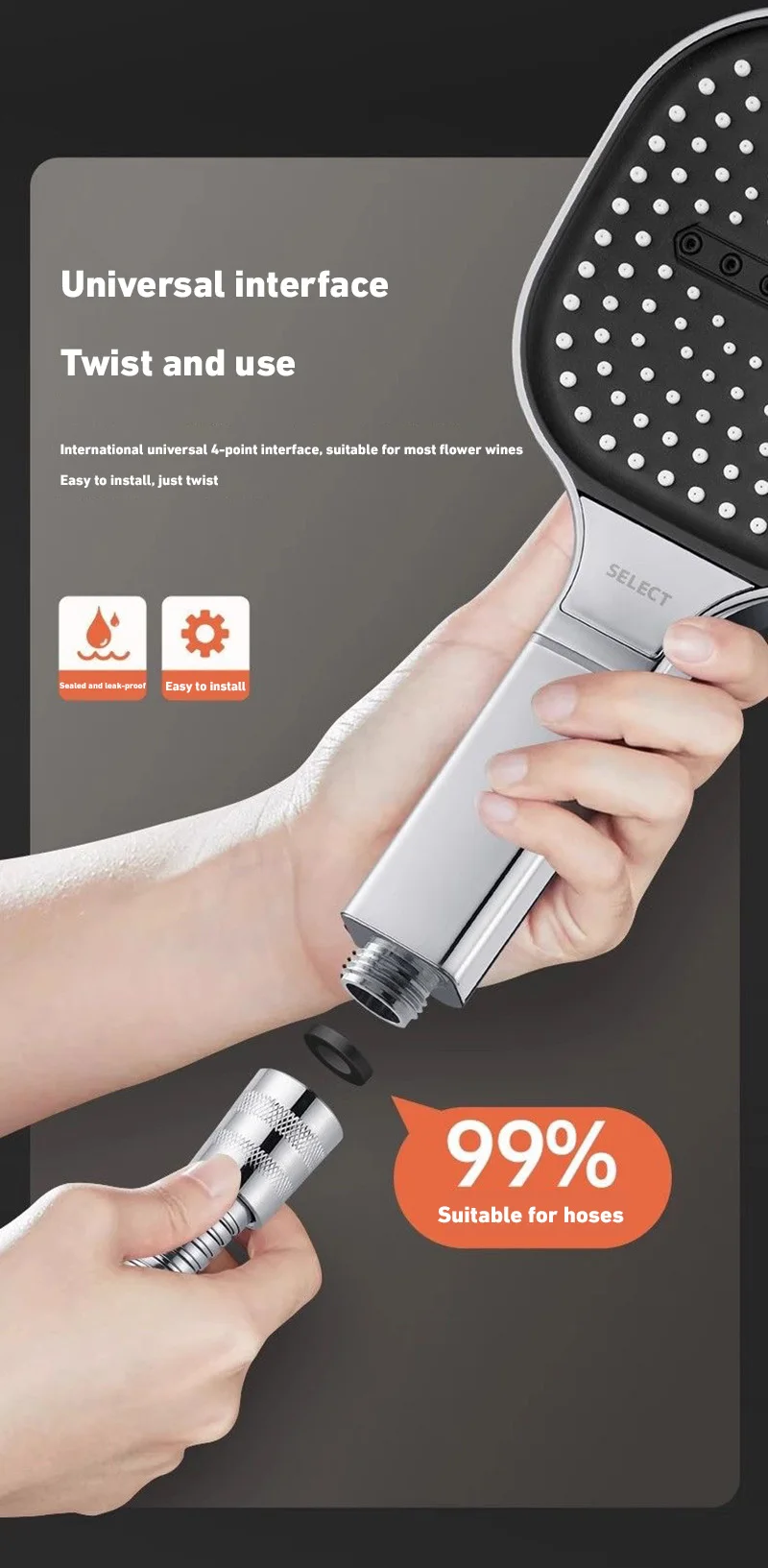 Xiaomi 13cm Large Panel Shower Head Adjustable 3 Modes High Pressure Massage Shower Head Filter Element Bathroom Accessories New