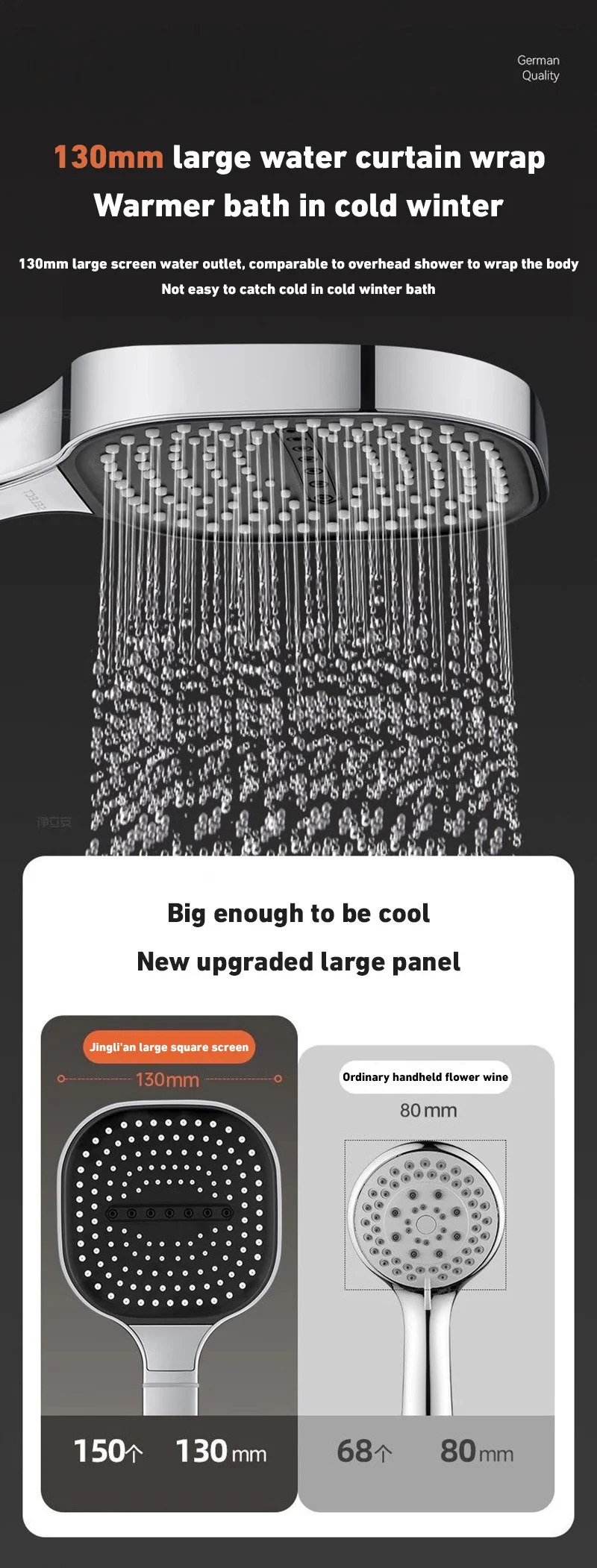 Xiaomi 13cm Large Panel Shower Head Adjustable 3 Modes High Pressure Massage Shower Head Filter Element Bathroom Accessories New