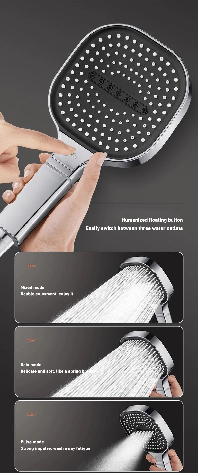 Xiaomi 13cm Large Panel Shower Head Adjustable 3 Modes High Pressure Massage Shower Head Filter Element Bathroom Accessories New