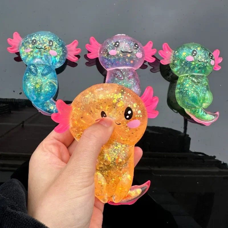Colorful Salamander Maltose Fidgets Toys Squishy Malt Sugar Stretchy Axolotl Fun Squeeze Birthday Supplies Anti-Anxiety Gift