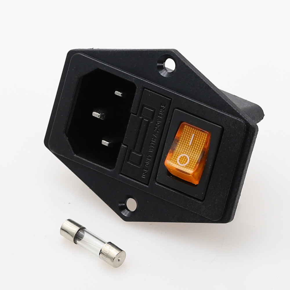 1set 10A 250V Inlet Module Plug Rocker Switch Male Power Socket 3 Pin IEC320 C14 switch + Fuse New