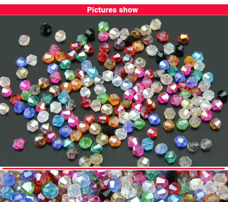 3mm 200-piece Assortment of Glass Diamond-Shaped Beads in Various Colors for Handmade DIY Jewelry Making and Beadwork Accessorie