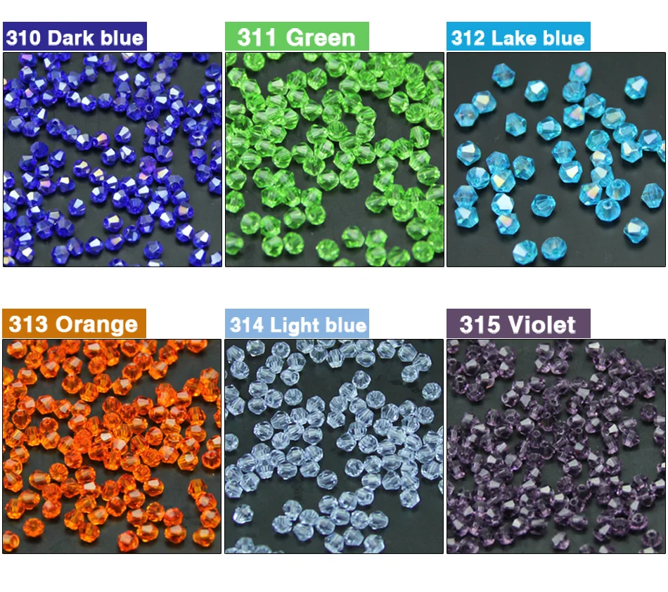 3mm 200-piece Assortment of Glass Diamond-Shaped Beads in Various Colors for Handmade DIY Jewelry Making and Beadwork Accessorie