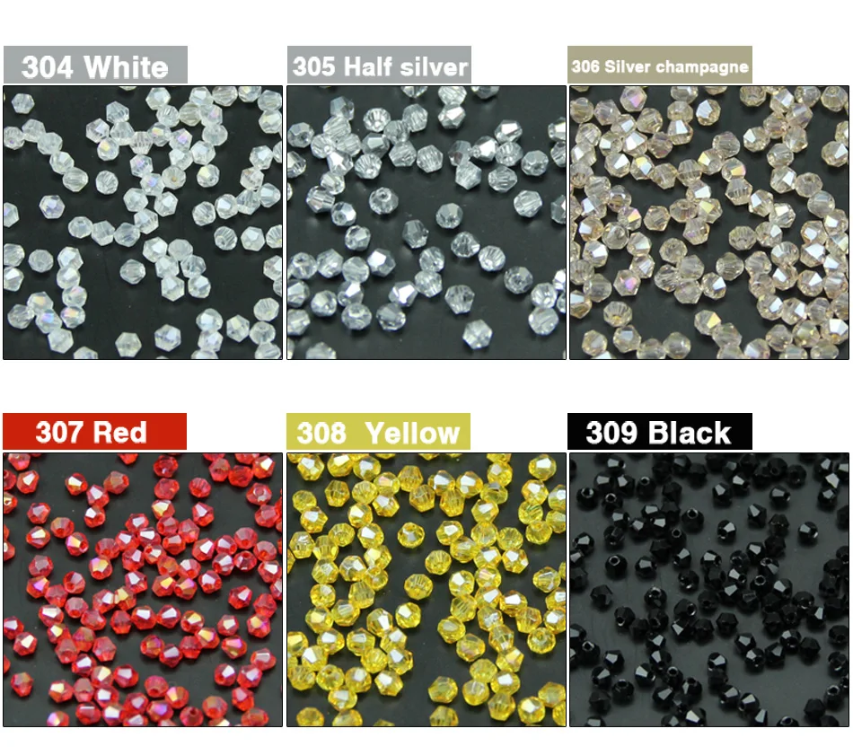 3mm 200-piece Assortment of Glass Diamond-Shaped Beads in Various Colors for Handmade DIY Jewelry Making and Beadwork Accessorie